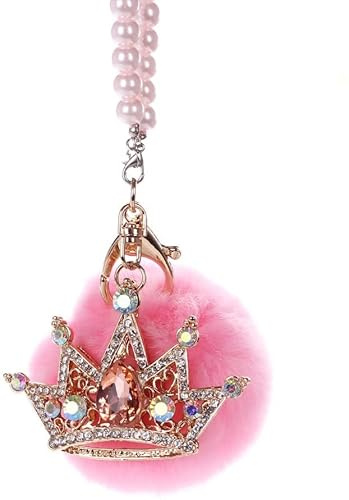 Auto-Spiegel zum Aufhängen, Zubehör, Anhänger, Auto-Rückspiegel, hängende Bling-Dekoration, flauschig, luxuriös, Diamant-Krone mit Perlenkette