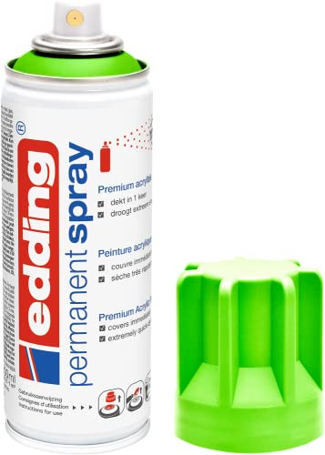 Edding 5200 spray permanent -vert fluorescent mat - 200 ml - peinture acrylique pour peindre ou décorer verre, métal, bois, céramique, plastique, toile - peinture acrylique en aérosol