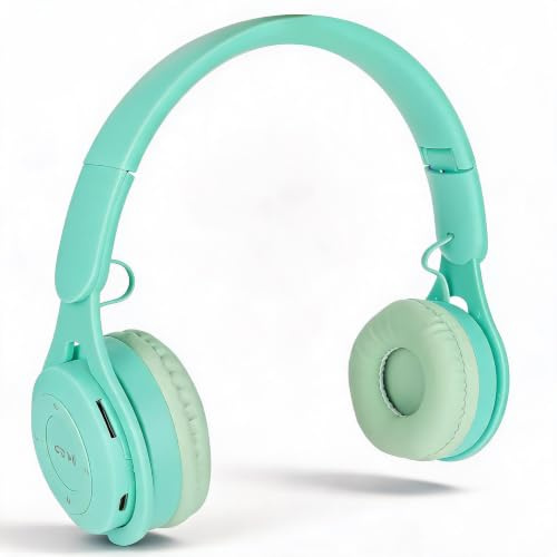 Annadue Casque sans Fil pour Enfants, Joli Casque Bluetooth sur L'oreille avec Basses Profondes, Casque Stéréo Pliable, Micro Intégré, pour Enfants Filles Garçons Adultes(Vert)