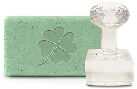 CRASPIRE Stampo per Sapone Stampo Quadrifoglio Design Timbro Acrilico Fai da Te Stampo per Sapone Artigianato 1.3 Timbro per Goffratura di Sapone per Sapone Argilla Biscotti Gummies Arti