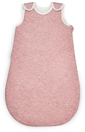 Ehrenkind® Ganzjahres-Schlafsack Rund mit Wollfüllung | 100% Bio-Baumwolle mit 100% Wolle Füllung Baby-Schlafsack | OEKO-TEX | Rose Melange 74/80