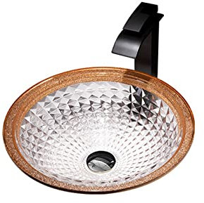 Ksunun Waschbecken Glas, Waschtisch Aus Glas, Aufsatzwaschbecken, Handwaschbecken, Arbeitsplatten Installation Glas Waschbecken, Waschbecken Bad, Waschbecken GäSte Wc, 415 X 415 X 140 MM