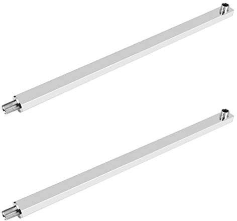 KLKNE 2 Pcs 40cm Quadratische Duscharm Verlängerung Arm Wandhalterung für Regendusche Duschkopf Duschstange Regendusche Duschkopf Arm Chrom