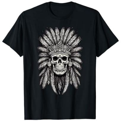 Skull Chief Indianer Adler Vintage Motorrad Amerikaner T-Shirt