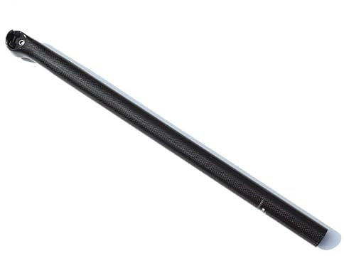 Verlängerte Carbon Sattelstütze inkl. Pentaclip für Brompton (Schwarz glänzend, 5mm Offset)