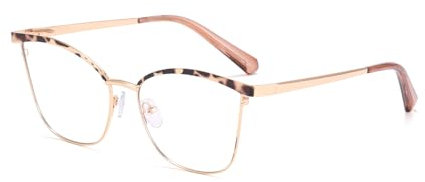 kachawoo Metallrahmen-Brille Cat Eye Gold Legs Clear Lens Eyewear Damen Anti-Blaulicht-Blockierbrille für Computer Office Lady(gold leopard frame)