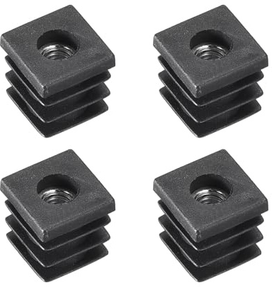 QUARKZMAN 4pz Inserti per Tubi Quadrati con Filettatura M6, per Tubi Quadrati 0,63x0,63 OD Spina Plastica Nera Inserto per Rotelle Tappi Sedia Gambe Mobili