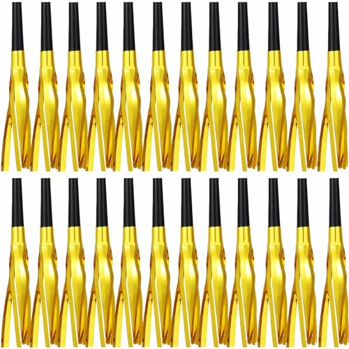LCPQMZGH 24 Pcs Gold Noise Makers Glitter Metallic Fringed Noise Makers Horns for Baby Shower, Kids Birthday, New Year Party Favor - Gold