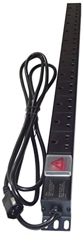Generic 12 Way UK PDU - IEC C14 Plug (UPS) 3m Lead Vertical Mount for Data/Comms Cabinets