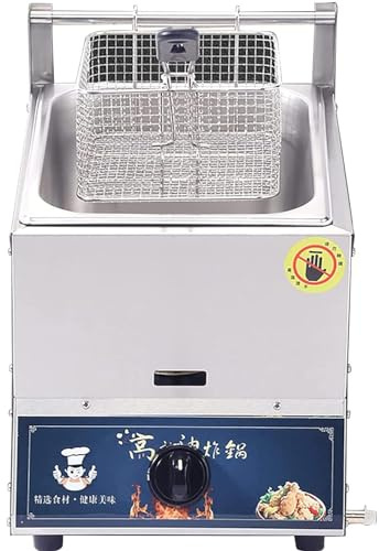 DPLWJPP Deep Fryer Friggitrice A Gas Professionale,Friggitrice in Acciaio Inossidabile,Potenza Fuoco Regolabile,per Cestello per Ristorante Commerciale Famiglia ​Friggitrice,10L