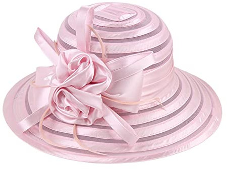 SRZYMJ Cowboyhut breiter Krempe Strohhut Cowboy Reitmütze Retro-Hut breiter Hut Herren Damen Outbacks Gürtel breit verstellbar Hut Mützen Outdoor männlich Jazz Hut Sommer Elegante Dame Hüte Rosa
