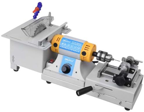 Máquina Pulidora De Rocas 750W con Pulidora De Torno De Banco De Velocidad Ajustable para Rectificado, Corte Y Perforación, Equipo Lapidario De Mesa con Eje Flexible/Mango/Tubo De Agua