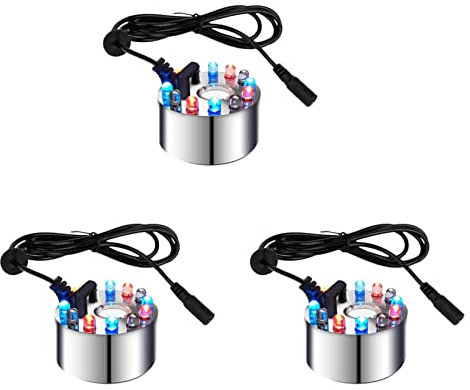 VENEKA 3X Mini Mist Maker, 12 LED Mister Fogger Water Fountain Pond Fog Machine Atomizer Air Humidifier for Halloween,Christmas