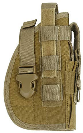 ANSNOW Waffenholster, Beinholster, Taktischer Oberschenkel-Pistole, Militär-Airsoft-Halter, Rechtshändig Verstellbar/Braun-Klein/L