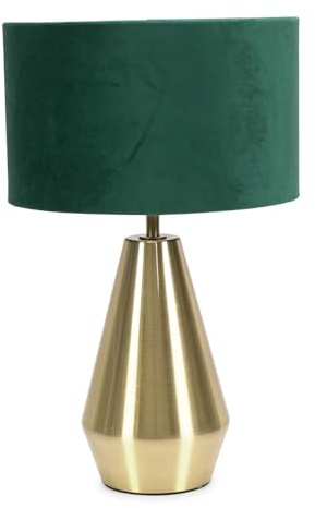 ValueLights | Gold Metal Touch Dimmer Table Lamp with Forest Green Velvet Shade | Home Décor, Bedside & Desk Lamp | Includes Bulb
