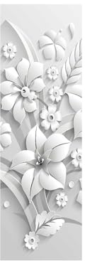 Vinile copri Frigorifero coprire porte piene Adesivi per frigorifero 3D Fiori bianchi autoadesiva adesivo per porta del frigorifero adesivo professionale 60 x 180 cm