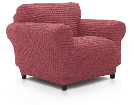 FAVERTI® Super elastischer Universal-Sesselbezug von 70 bis 110 cm | Modell BUFALI | Koralle | Idealer Bezug für Jede Form von Sesseln | Qualitätsschutz aus 3D-Jacquard-Stoff und Baumwolle