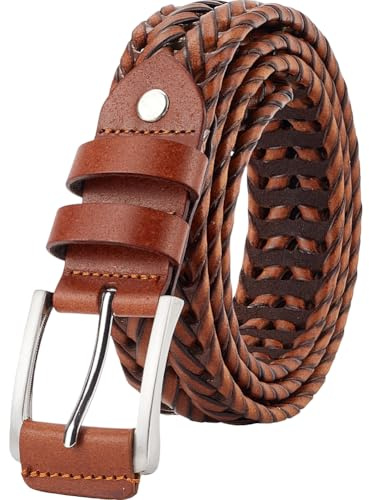 GORGECRAFT Cintura Uomo Pelle Intrecciata Casual Marrone Chiaro