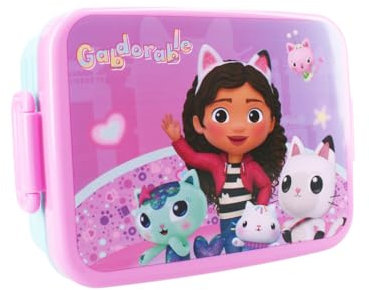 My sweety pop - Scatola per merenda Gabby's Dollhouse - pranzo box - per bambini - asilo - scuola - vacanze - pasto - 16 cm - idea regalo (Gabby's Dollhouse - blu/rosa)