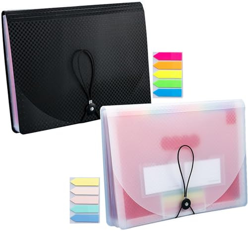 2 Pièces Trieur Document A4, 13 Compartiments Extensible Pochettes pour Documents, Rangement Papier Administratif Accordéon Organiseur de Dossiers de Fichiers pour le Bureau et Maison