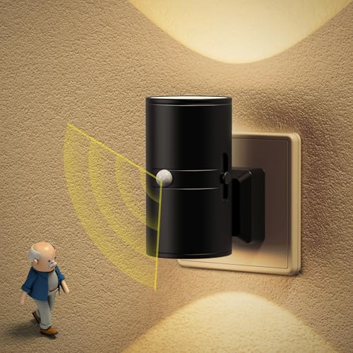 JandCase Nachtlicht Steckdose mit Bewegungsmelder,Auto/ON/OFF 3000K