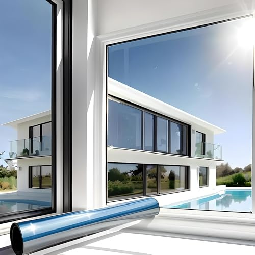 MARAPON® Fensterfolie Sonnenschutz außen ohne Rückstände [0.90x20 m] inkl. eBook vom Profi - Spiegelfolie Fenster Sichtschutz - Sonnenschutzfolie Fenster - Dachfenster verdunkeln