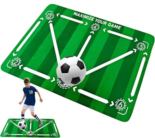 Fußball-Trainingsmatte 60x90 cm | rutschfeste & stoßdämpfende Fußmatte für Fußballtraining | Trainingszubehör für Technikübungen, Koordination & Torschuss | Indoor & Outdoor Fussballmatte
