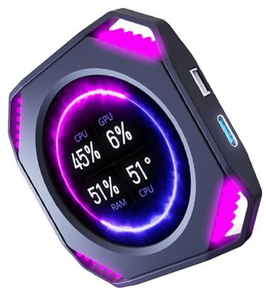 sodeber USB Power Round PC Monitor 2.1 Zoll Display GPU CPU Temperature Trackings Kompaktes Design für Computer Builds