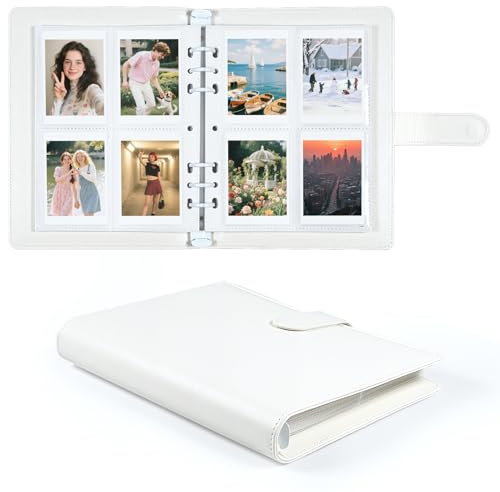 Fotoalbum 200 Fotos 2x3 Inch, Nachfüllbar PU Leder Album mit Seiten, Kompatibel mit Fujifilm Instax Mini 12 11 9 8+ 8 99 40 90 7 Evo LiPlay, Polaroid Snap/PIC-300/Z2300 Sofortbildkameras (Reinweiß)
