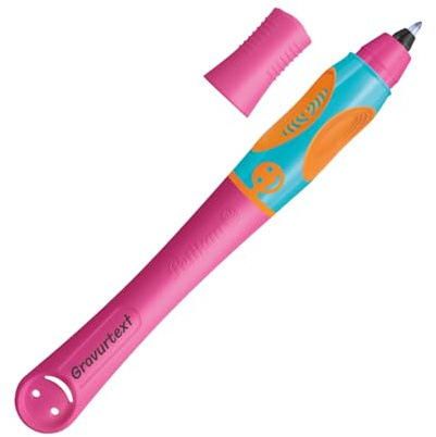 Pelikan griffix® Tintenschreiber für Linkshänder, Lovely Pink, mit Laser-Gravur, Ergonomisches Schreiblernsystem