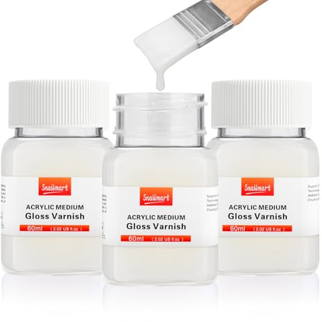 3Pcs Gloss Varnish for Acrylic Painting, 180ml Acrylic Varnish Clear Coat, Non-Yellowing, Non-Toxic for Artwork, Acrylics Paint, Suitable for Pro Artists, Hobby Painter