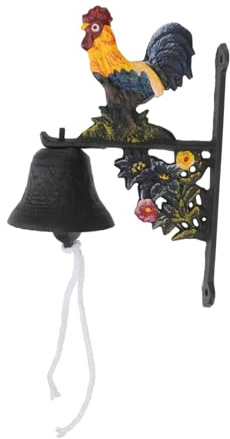 Antike Eisen Glocke als Haustürklingel mit Handkurbel, Wandmontage | Rustikaler Stil, Angenehmer Klang, für Garten und Veranda, Formstabil, Dekorativ, Natürlich Schön