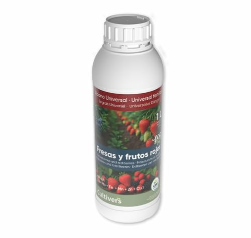 CULTIVERS Abono Fresas y Frutos Rojos 1 L Fertilizante Líquido Ecológico NPK con Aminoácidos Potencia Color Sabor y Maduración | Nutrientes Orgánicos con microelementos frambuesas grosellas moras