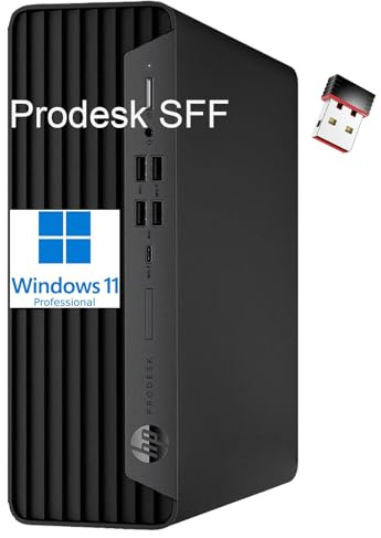 HP ProDesk SFF Tower PC Desktop Computer, Intel 6-Core i5-10400 (6C/12T, up to 4.3 GHz), 8GB DDR4 RAM, 256GB PCIe SSD, WiFi Adapter, 2X 4K Display Output, 9X USB Port, Windows 11 Pro, Black
