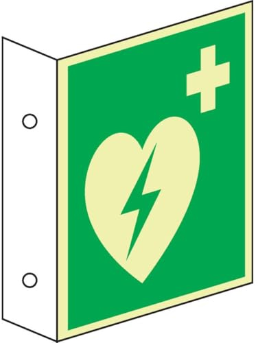PERMALIGHT power langnachleuchtend Fahnenschild Automatisierterexterner Defibrillator (AED), DS, ASR, Kunststoff