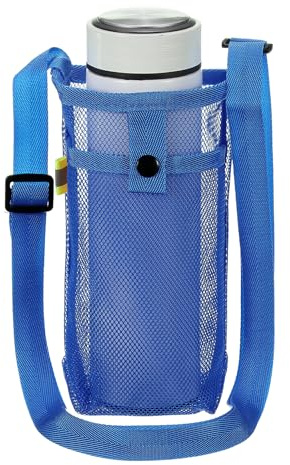 QUARKZMAN Porta Borraccia Con Cintura Regolabile, Custodia Porta Bottiglie Rete, Borsa Tracolla Per Borracce Ideale Per Escursionismo Palestra Campeggio Passeggiate Viaggi, Blu Scuro