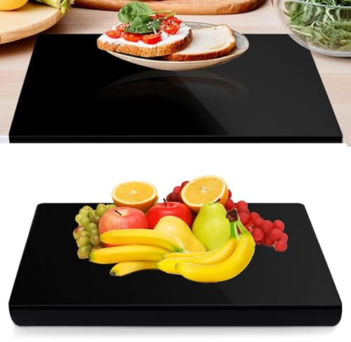 LDHHYH 2 Pack Acrylic Cutting Board with Counter Lip, 40x30cm Black Acrylic Chopping Boards, Non Slip Counter Edge Chopping Board for Kitchen Countertop, Meat, Fruits, Vegetables Worktop Protector