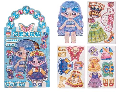 gifyym Magnetische Kleidung zum Anziehen – niedliche Outfits zum Kombinieren | Mädchenspielzeug mit Figuren und magnetischer Kleidung | Mode-Spielset für Modepuppe, für Styling-Enthusiasten, Sammler,