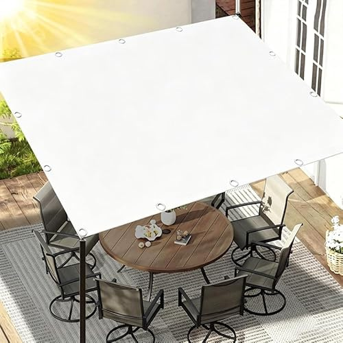 Telo Ombreggiante con occhielli 1.3x1.5M/130x150cm Vele Ombreggianti Rettangolare,Tenda da Sole Impermeabile,Telo Tende da Sole per Esterno Impermeabile,per Esterni,Cortile,Giardino-Bianco
