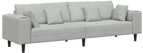 HETFTJN 98-Inch Velvet 4-Seater Sofa, Light Gray