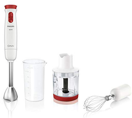 Philips Daily Collection HR1625 Immersion blender 0.5L 650W Red,White - blenders (Stainless steel, Plastic, Metal, Polypropylene, Rubber, 50/60 Hz)