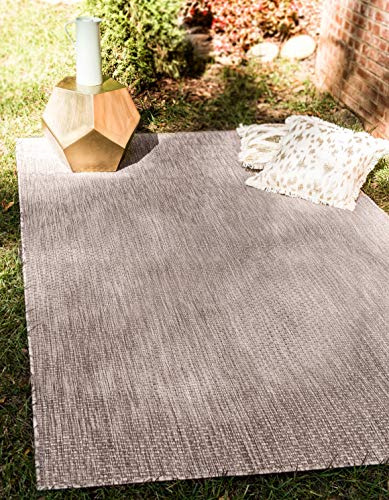 Unique Loom Collection Casual Transitional Solid Heathered Indoor/Outdoor Flatweave Area Rug (6' 1 x 9' Rectangle, Beige/Ivory)
