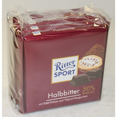Ritter Sport Halbbitter 50% Kakao - Schokolade 5x100g