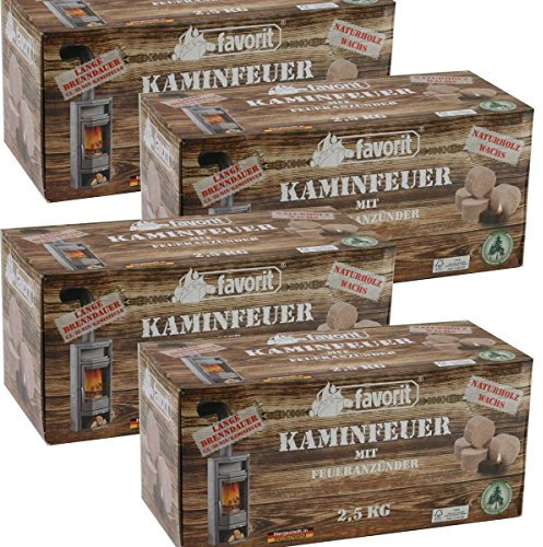 FAVORIT Kaminfeuer Jumbo Anzünder 10 kg, Geschmacksneutral, Wachs, Kaminanzünder, Feueranzünder, Block