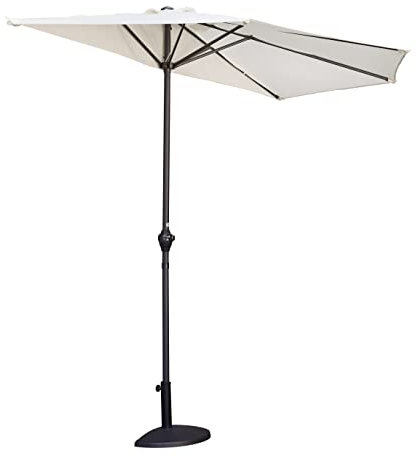 Gruppo Maruccia - Ombrellone da Parete per Balconi e Spazi Ristretti - Palo centrale Tetto Semicircolare a Mezza Luna - Diametro 3 Metri - Telo Ecrù