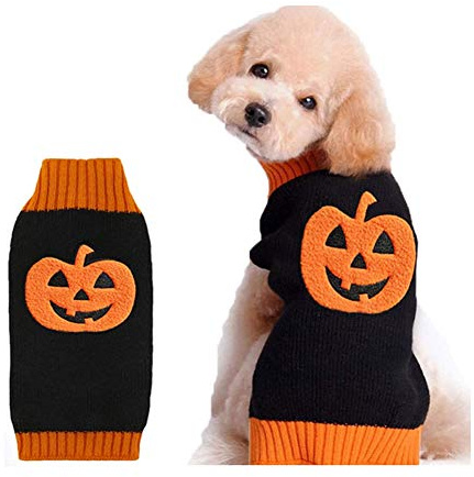 DOGGYZSTYLE Halloween Kürbis Hund Pullover Haustier Kostüm Fashion Urlaub Party Puppy Geschenk für Hunde und Katzen (Kürbis-A, XXS)