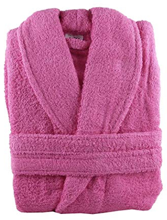 House of Emily Women's Men's 100% Turkish Cotton 400gsm Terry Towelling Shawl Collar Bathrobe Dressing Gown (Medium - Chest Size 45 - 48 | Length 50, Wild Orchid Pink)