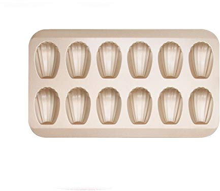 Madeleines - Molde de silicona antiadherente para 12 cavidades, molde para hornear, bandeja para cubitos de hielo, molde de silicona Madeleines para pastel/chocolate/dulces/galletas