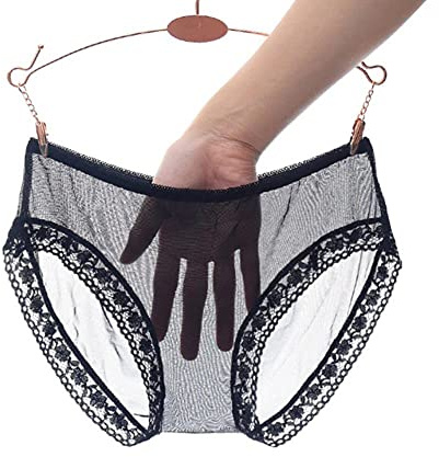 UKKD La Dace Women's Sexy 2 Piece Transparent Full Transparent Mesh Pantales Women's Sexy Seconds Service Seconds Women Solid Underway - Black, M