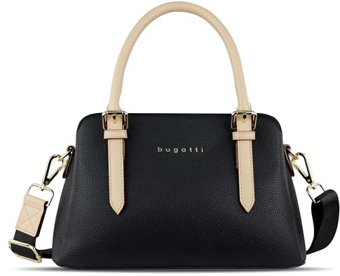 bugatti Ella Bolso de Mano Pequeño, Bolso Bowling Mujer Bandolera - Negro